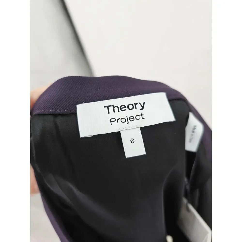 Theory Project Wrap Wool Twill Mini Skirt 6 Dark Purple New